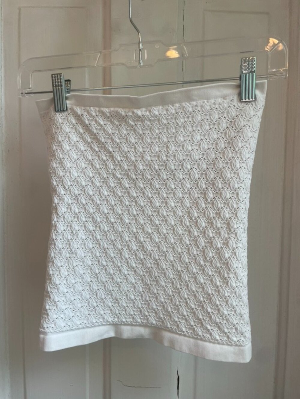 Free People White Textured Tube Top Strapless Boho Stretch Size XS/S